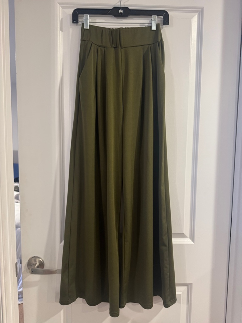 Olive Green Wide-Leg Pants